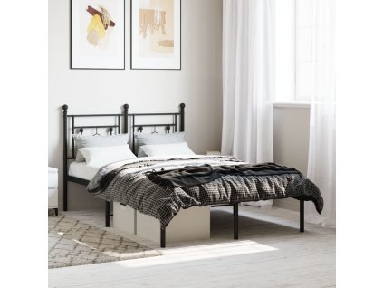 Kovový rám postele s čelem černý 120 x 190 cm 374336