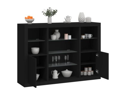 Příborníky s LED osvětlením 3 ks černé kompozitní dřevo 3209129