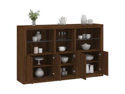 Příborník s LED osvětlením hnědý dub 162 x 37 x 100 cm 3209148