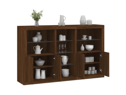 Příborník s LED osvětlením hnědý dub 162 x 37 x 100 cm 3209176