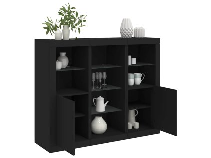 Příborníky s LED osvětlením 3 ks černé kompozitní dřevo 3209122