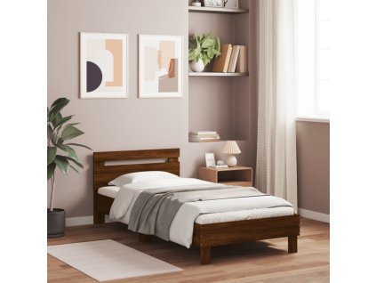 Postel bez matrace s čelem hnědý dub 100 x 200 cm 838532