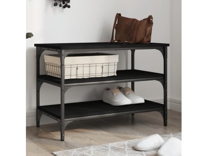 Lavice s botníkem černá 70 x 38,5 x 49 cm kompozitní dřevo 839038