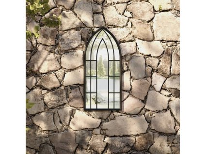 Zahradní zrcadlo černé 70 x 30 cm železo pro použití venku 318356