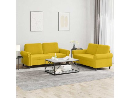 2dílná sedací souprava s poduškami žlutá samet 3202216