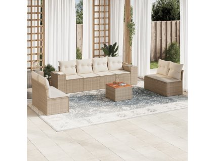 9dílná zahradní sedací souprava s poduškami béžová polyratan 3257738