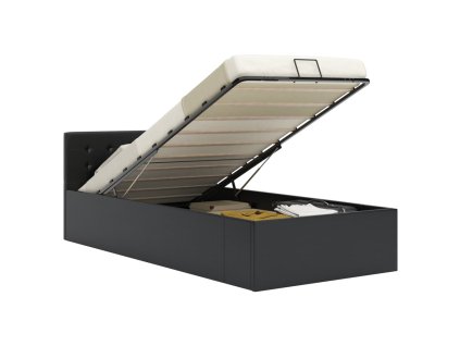Rám postele s úložným prostorem černý umělá kůže 90 x 200 cm 285510