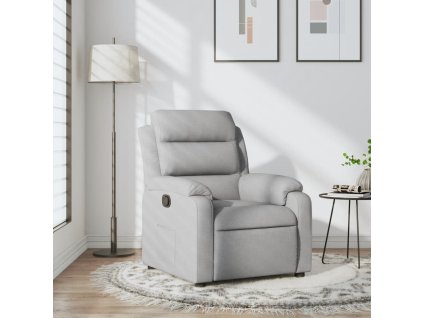Polohovací křeslo světle šedé textil 373462