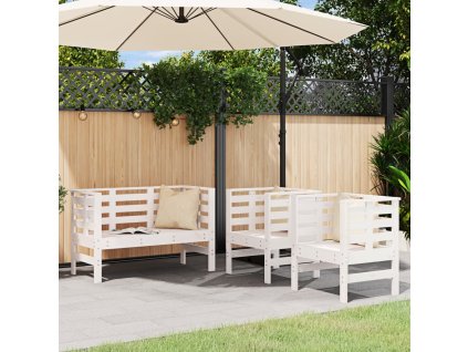 3dílná zahradní sedací souprava bílá masivní borovice 825143