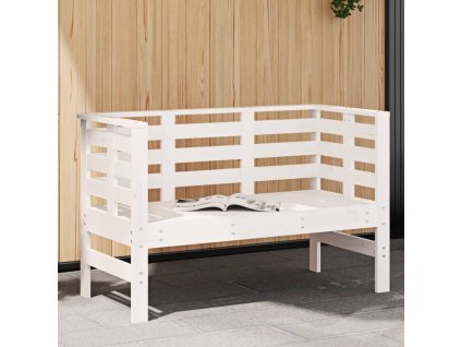 Zahradní lavice bílá 111,5 x 53 x 71 cm masivní borové dřevo 825136