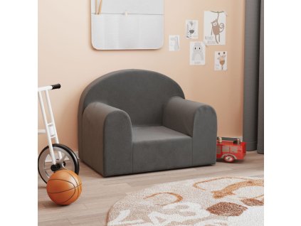 Dětská pohovka antracitová měkký plyš 357006