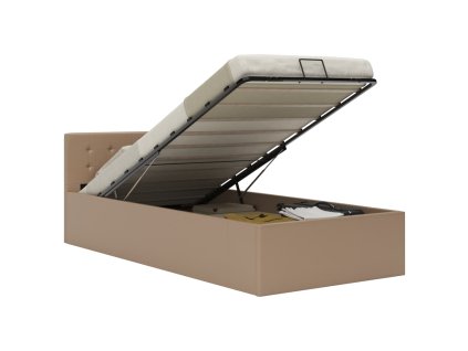 Rám postele úložný prostor cappuccino umělá kůže 100 x 200 cm 285529