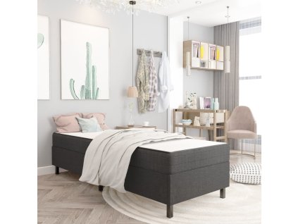 Postel boxspring šedá textil 90 x 200 cm 287461