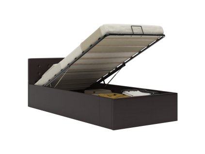 Rám postele zvedací úložný prostor šedý umělá kůže 100 x 200 cm 285523