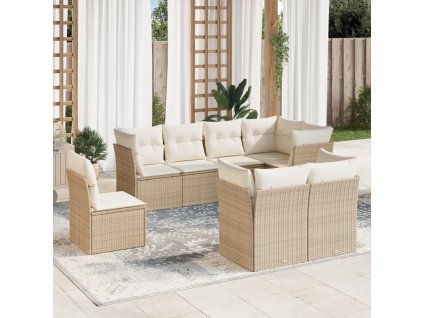 8dílná zahradní sedací souprava s poduškami béžová polyratan 3217928