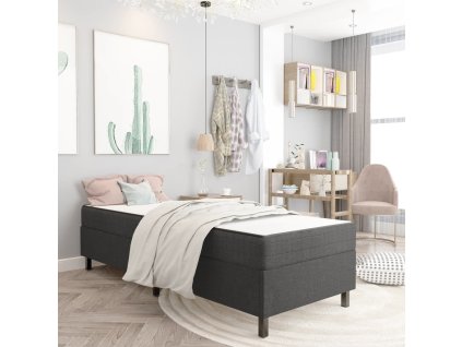 Postel boxspring tmavě šedá textil 100 x 200 cm 3054722