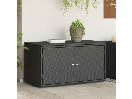 Zahradní úložná skříň černá 110 x 55 x 60,5 cm polyratan 365567