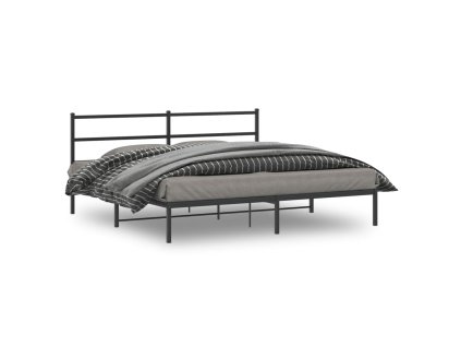 Kovový rám postele s čelem černý 183 x 213 cm 355370