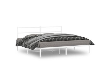 Kovový rám postele s čelem bílý 193 x 203 cm 355420