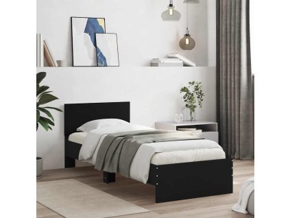 Rám postele s čelem černý 75 x 190 cm kompozitní dřevo 838660