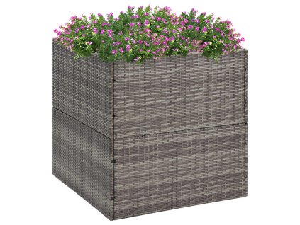 Zahradní truhlík šedý 80 x 80 x 80 cm polyratan 319177