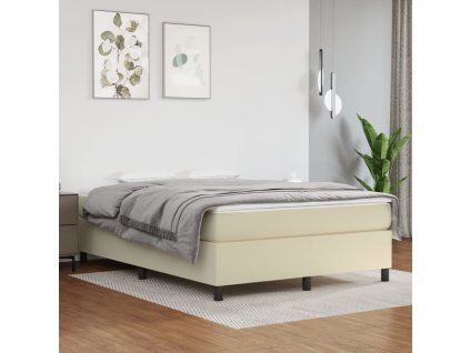 Rám postele s boxspringem krémový 140x200 cm umělá kůže 3121049