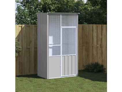 Ptačí klec šedá 115 x 78 x 200 cm pozinkovaná ocel 172343