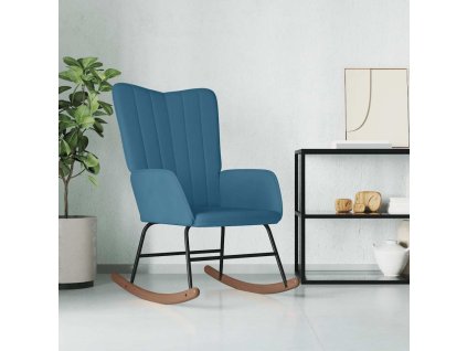 Houpací křeslo modré samet 327753