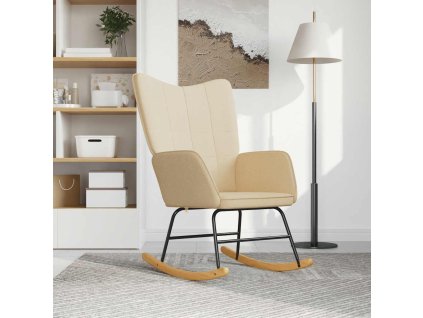 Houpací křeslo krémové textil 328009