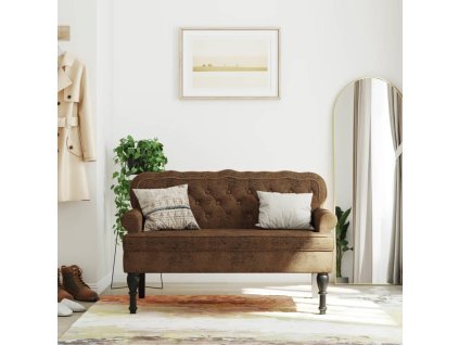 Lavice s opěradlem hnědá 119,5x64,5x75 cm umělá semišová kůže 372165
