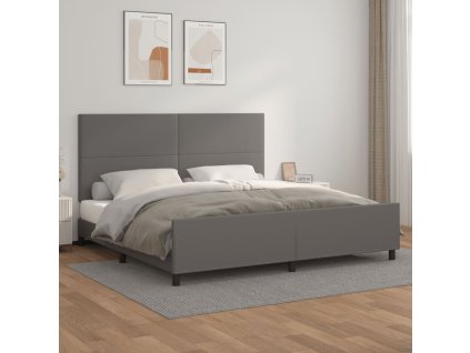 Rám postele s čelem šedý 200x200 cm umělá kůže 3125473