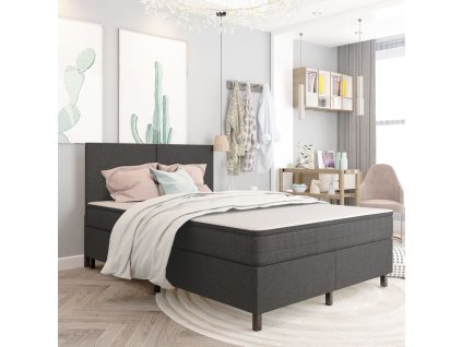 Postel boxspring šedá textil 140 x 200 cm 287464