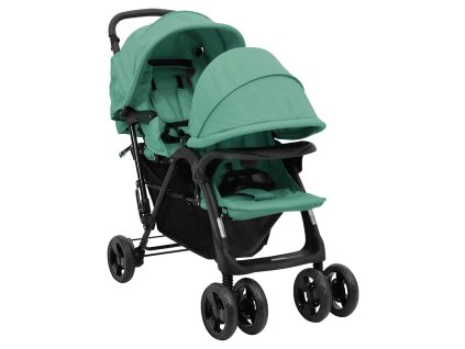 Tandemový dvojitý kočárek zelený ocel 10352