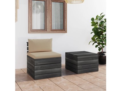 2dílná zahradní sedací souprava z palet + podušky borové dřevo 3061662