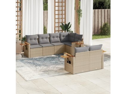 7dílná zahradní sedací souprava s poduškami šedá polyratan 3259386