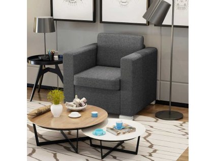 Křeslo tmavě šedé textil 243582