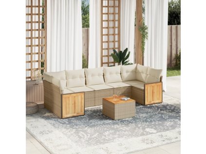 8dílná zahradní sedací souprava s poduškami béžová polyratan 3227493