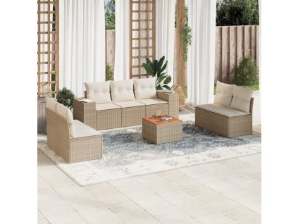 8dílná zahradní sedací souprava s poduškami béžová polyratan 3225400