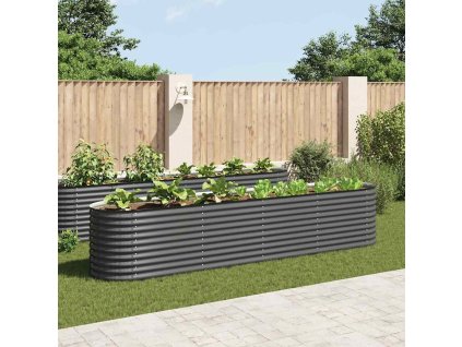 Vyvýšený záhon 400 x 80 x 81 cm pozinkovaná ocel šedý 45521