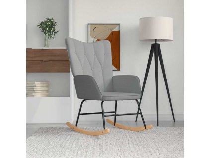 Houpací křeslo světle šedé textil 327611