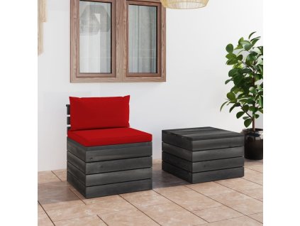 2dílná zahradní sedací souprava z palet + podušky borové dřevo 3061665