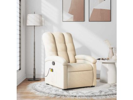 Masážní polohovací křeslo krémové textil 371748