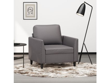 Křeslo šedé 60 cm umělá kůže 359325