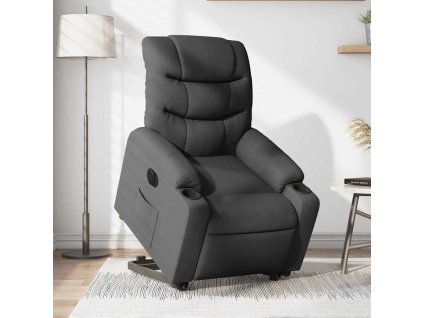 Elektrické zvedací polohovací křeslo tmavě šedé textil 3206664