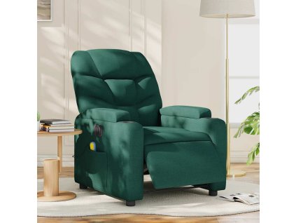 Elektrické masážní polohovací křeslo tmavě zelené textil 3204590