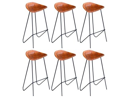 Barové židle 6 ks hnědé pravá kůže 276366