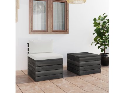 2dílná zahradní sedací souprava z palet + podušky borové dřevo 3061661