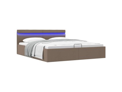 Rám postele s úložným prostorem LED taupe textil 160 x 200 cm 285628