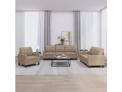 3dílná sedací souprava s poduškami cappuccino umělá kůže 3201342