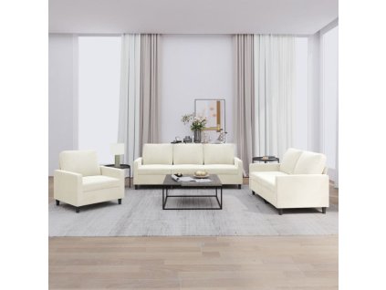 3dílná sedací souprava s poduškami krémová samet 3201484